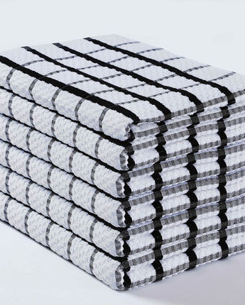 Black Checkered Tea Towels Terry Cotton