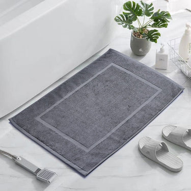 Cotton Bath Mat Grey with Frame Design