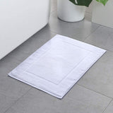 Cotton Bath Mat White with Frame Design