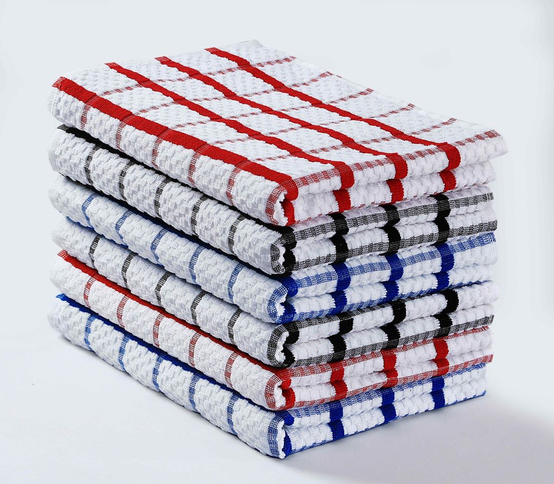 Multicolor Checkered Tea Towels Terry Cotton