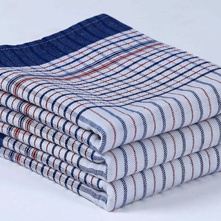 Absorbent Cotton Tea Towels Stripe and checkered Blue