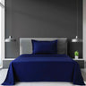 King Single Navy Blue Bed Sheet Set with Oxford Pillow case