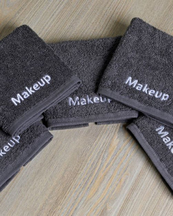 Embroidered Makeup Face Towels Grey