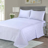 Satin Flat Sheet White Self-Stripe