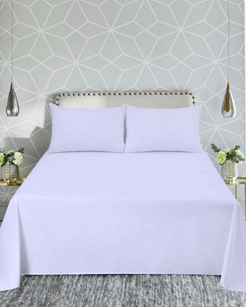 Queen Bed Flat Sheet White with pillowcases